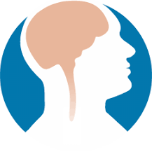 An image of the SMART Imagebase database icon: a pink brain and brain stem contained inside a white side-profile illustration of a man's face, on an azure background in the shape of a circle.