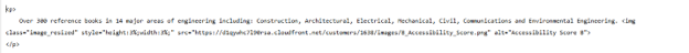 Screenshot of the HTML source code for the database description field.